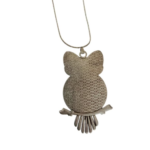Vintage Owl Pendant Necklace 17" With Lily Of The Valley Art Nouveau Steam Punk - Picture 3 of 6